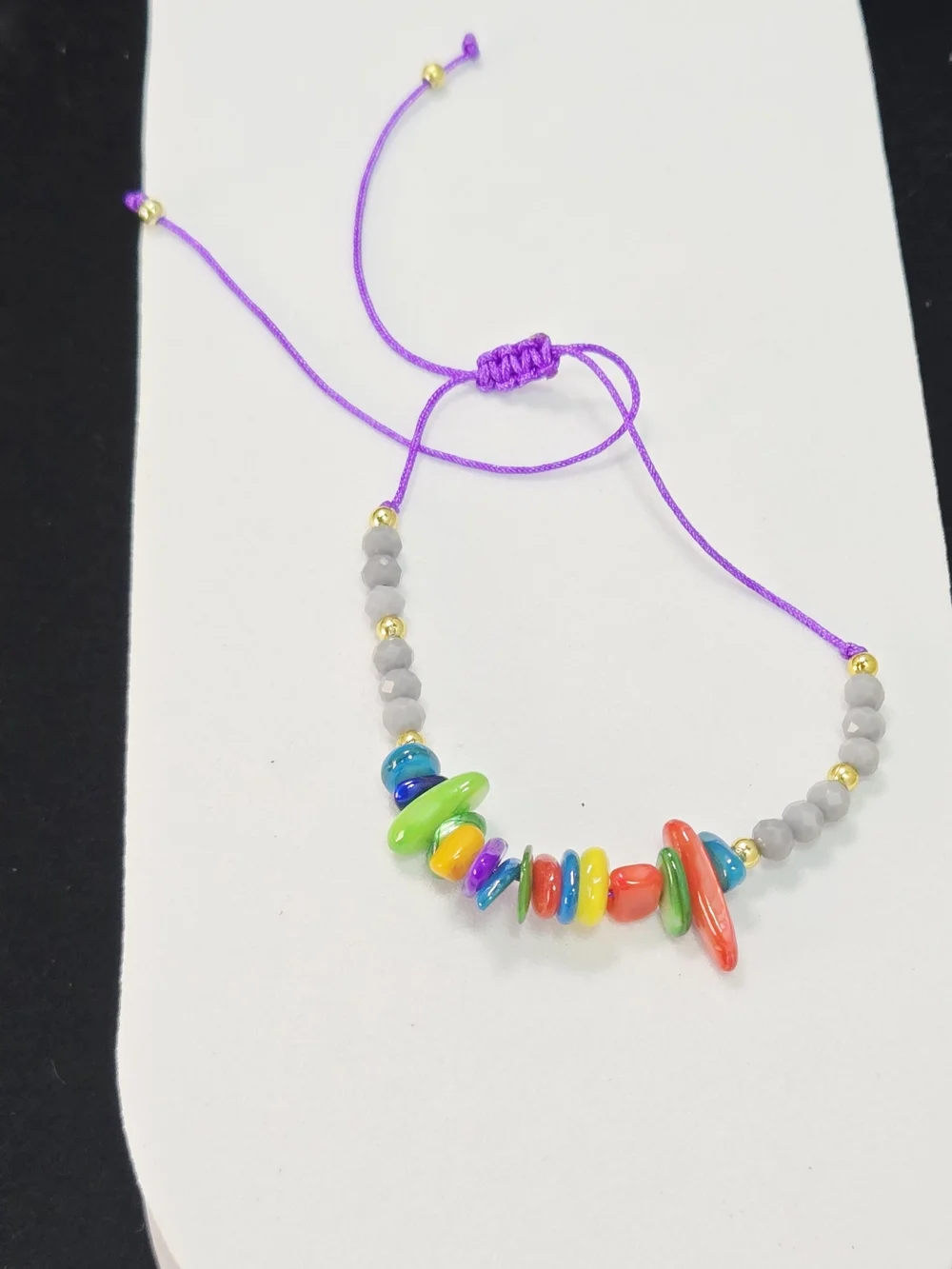 Rainbow Chip Bracelet Colorful Boho Adjustable Bracelet Festival Y2K Jewelry